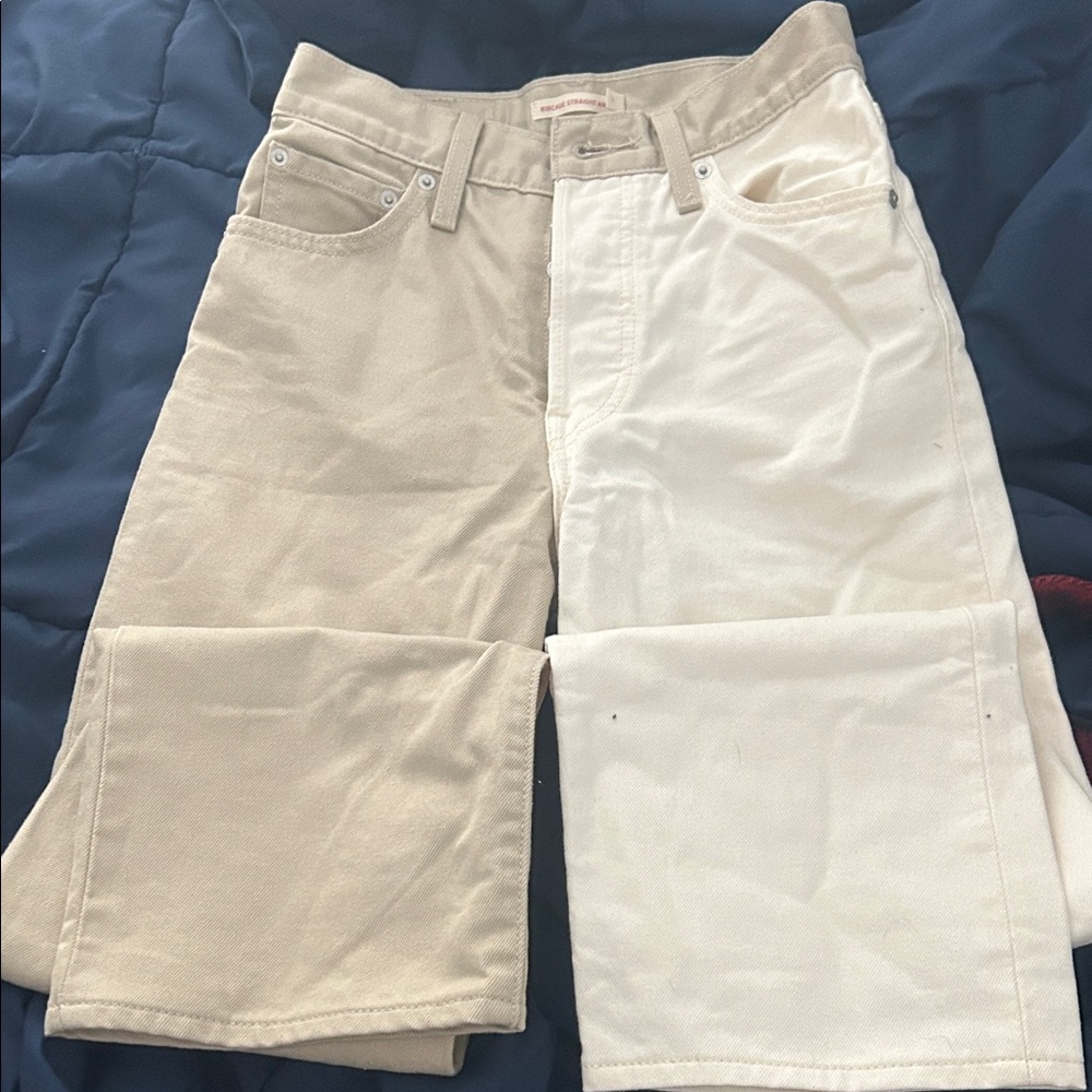 Two-Tone Beige and White Women’s Levi’s Jeans